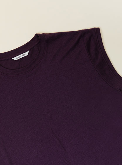 T-Shirt Sans Manches en Eucalyptus & Coton Aubergine