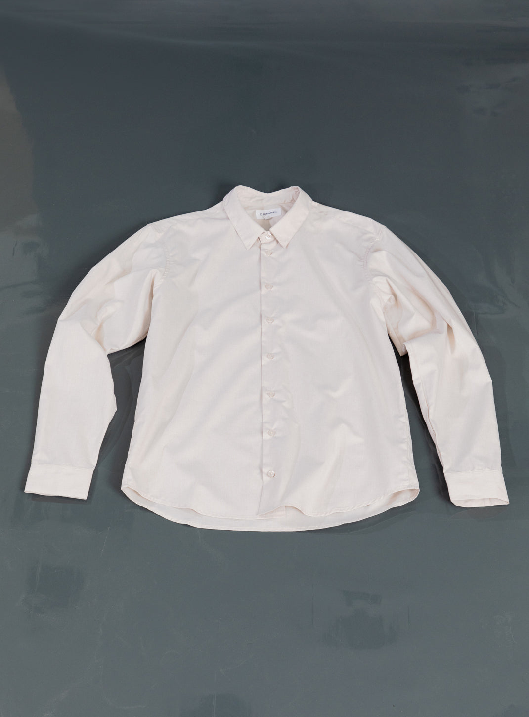 Chemise à Petit Pied de Col en Fil à Fil Beige