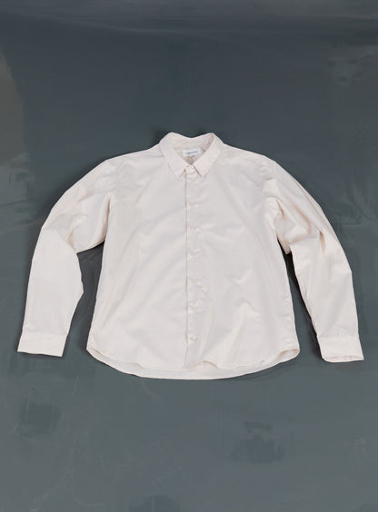 Chemise à Petit Pied de Col en Fil à Fil Beige