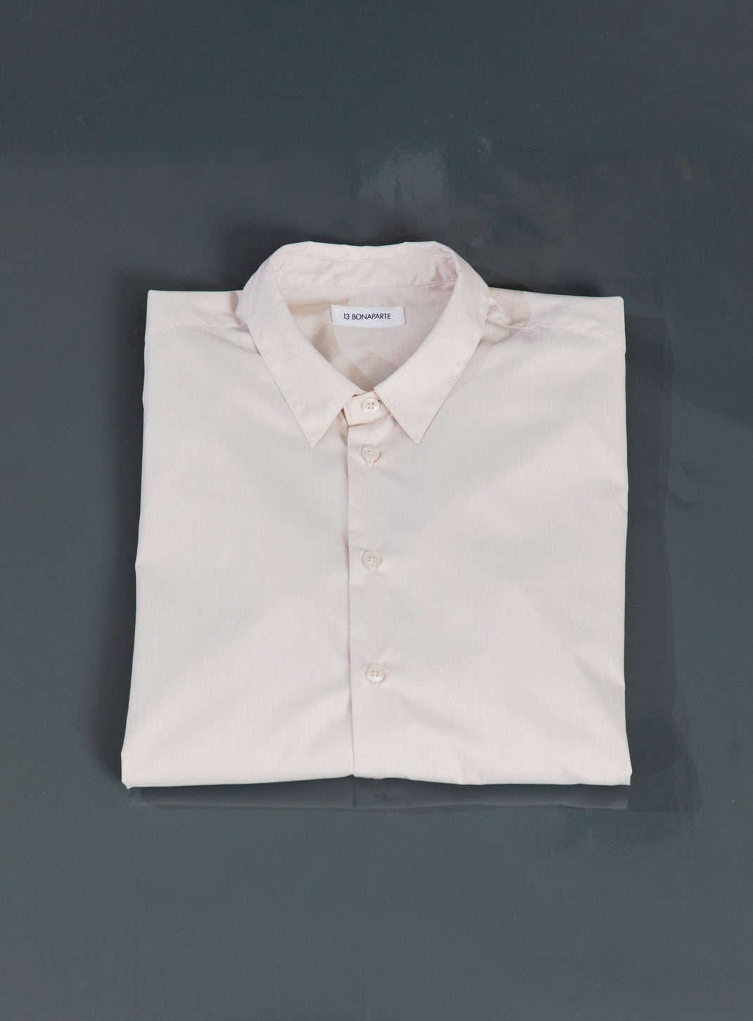 Chemise à Petit Pied de Col en Fil à Fil Beige