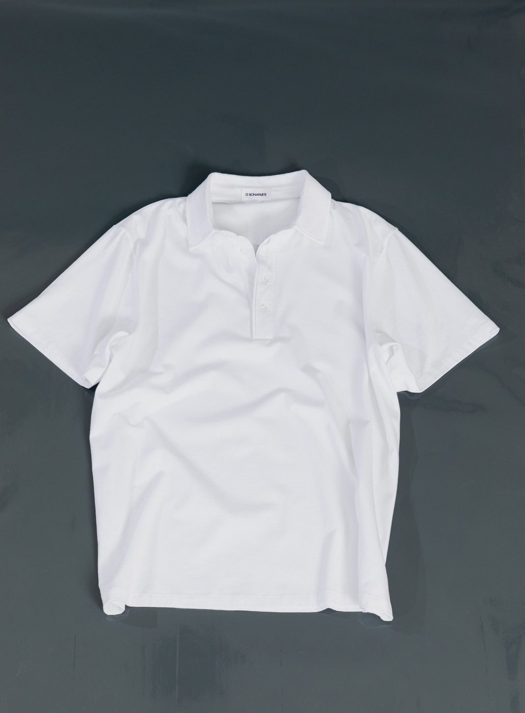 Polo à Patte Plissée avec Manches Courtes en Coton & Elasthanne Blanc