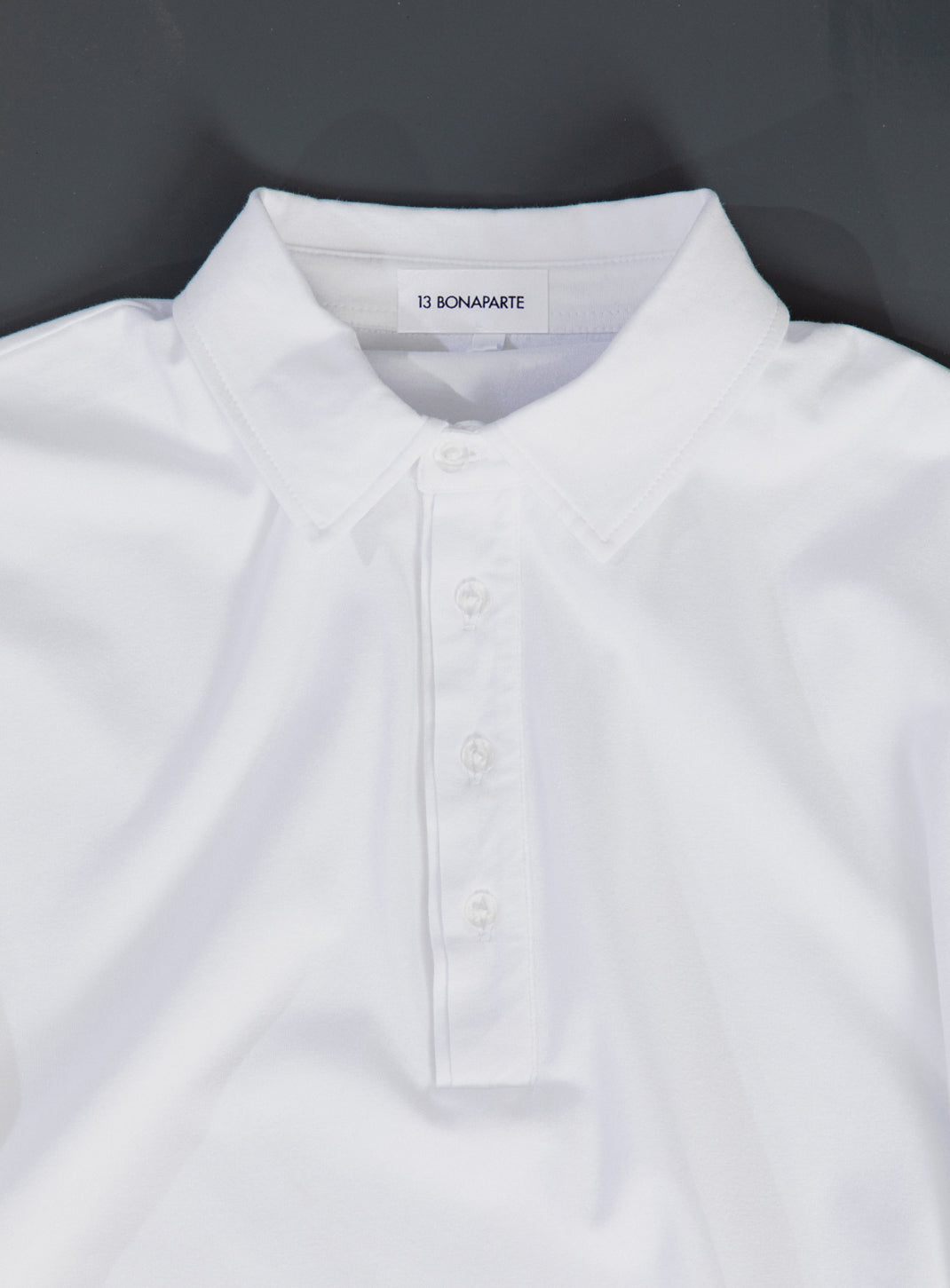 Polo à Patte Plissée avec Manches Courtes en Coton & Elasthanne Blanc