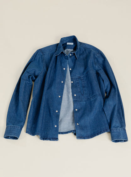 Surchemise à Poche Fenêtre en Denim Stone