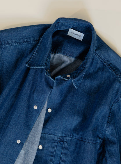 Surchemise à Poche Fenêtre en Denim Stone