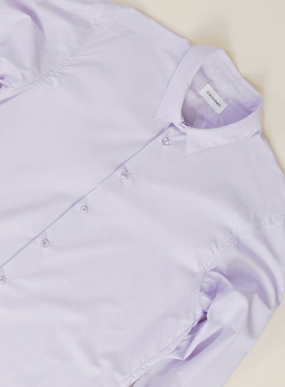 Chemise à Petit Pied de Col en Fil à Fil Lilas