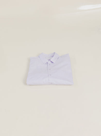 Chemise à Petit Pied de Col en Fil à Fil Lilas