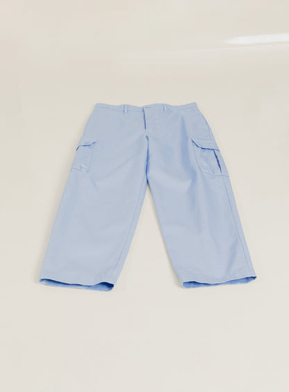 Pantalon Cargo en Gabardine de Coton Bleu Ciel