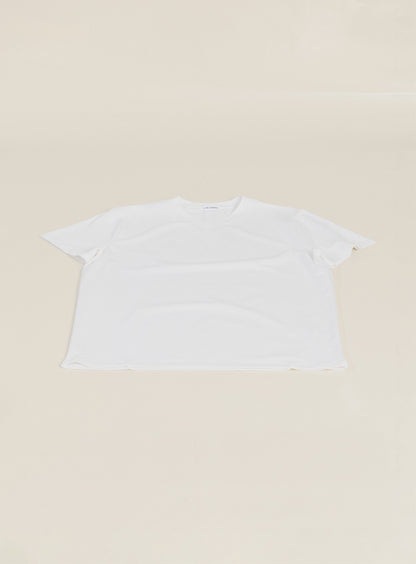T-Shirt à Manches Courtes avec Col V en Coton & Elasthanne Blanc