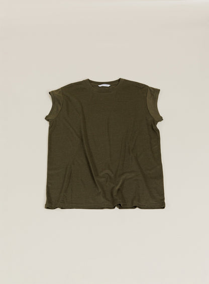 T-Shirt Sans Manches en Eucalyptus & Coton Olive