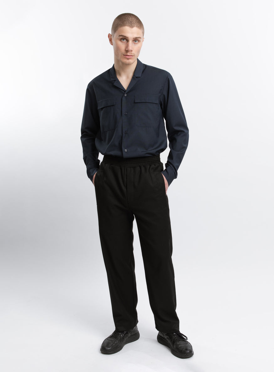 Pantalon Baggy en Serge Noir