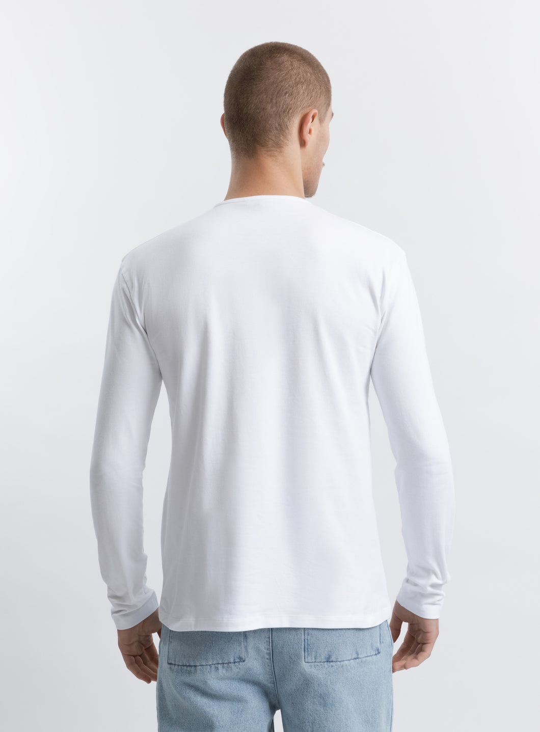 T-Shirt 1 Bouton en Coton & Elasthanne Blanc