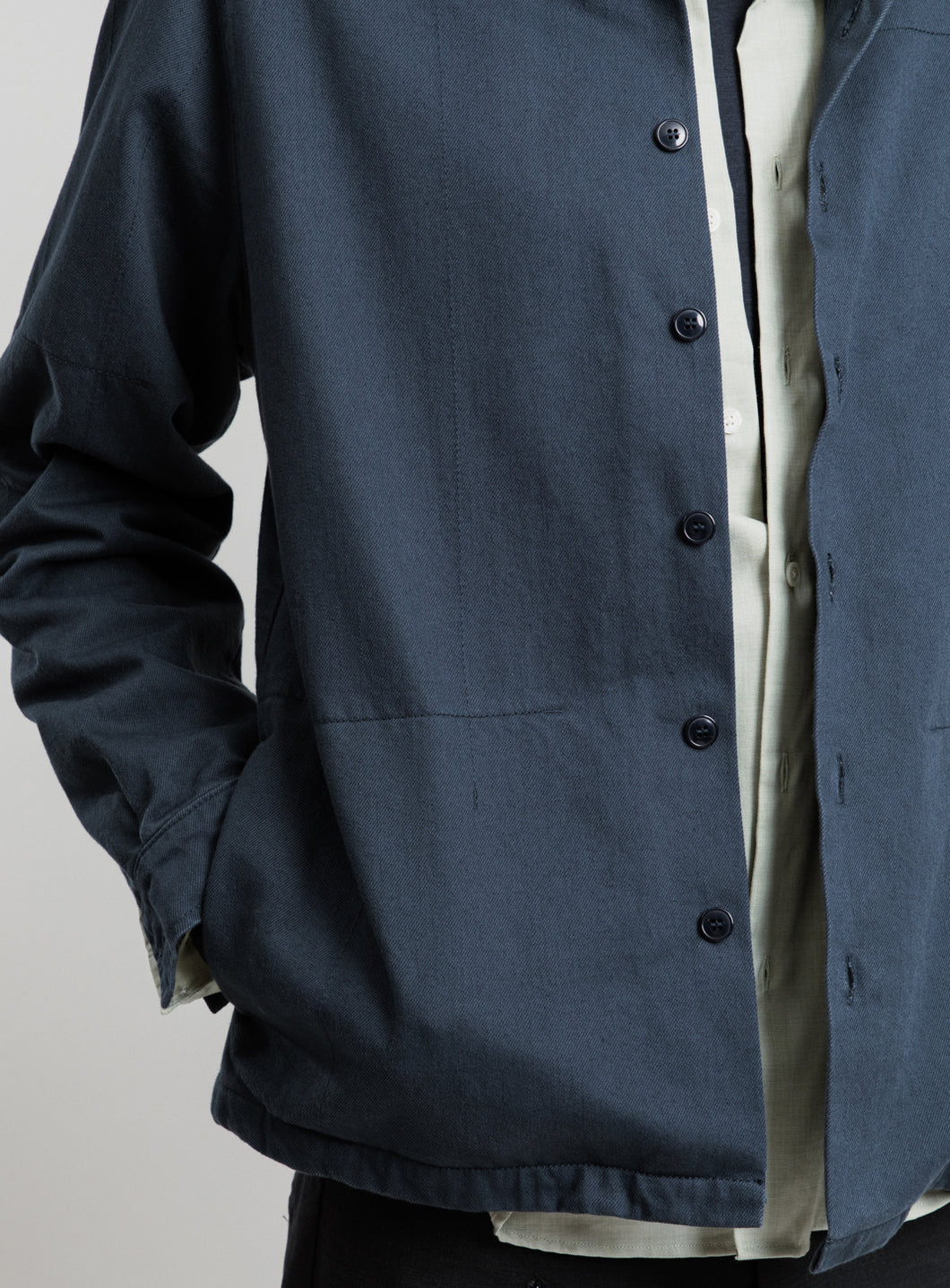 Veste Chinoise en Denim Surteint Bleu Eclipse