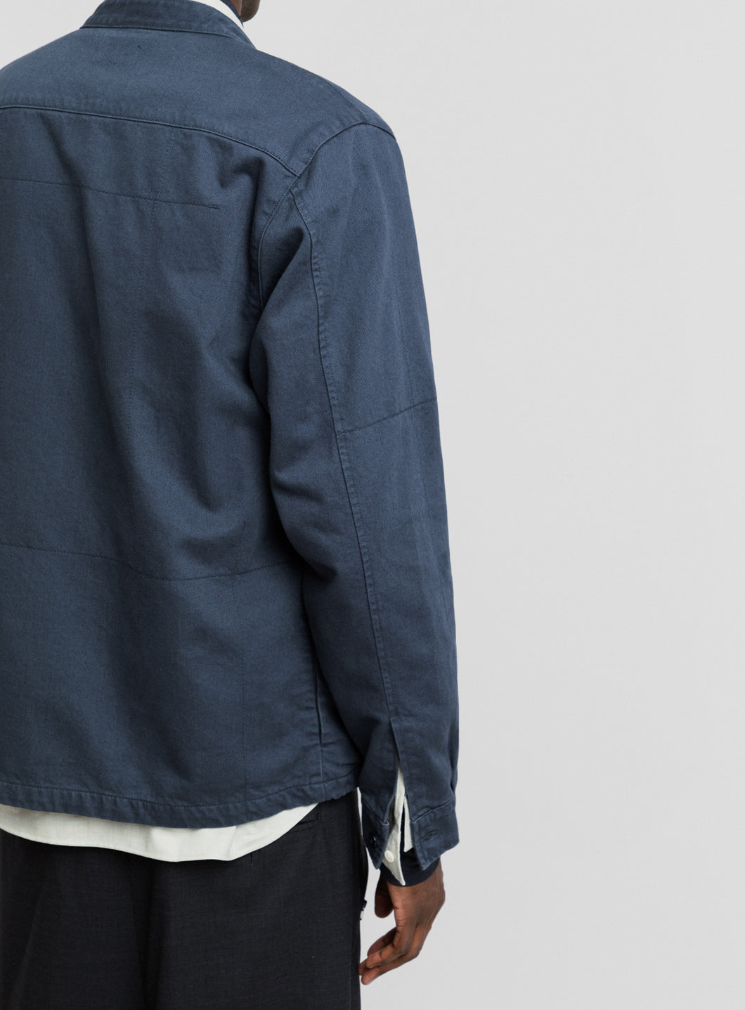 Veste Chinoise en Denim Surteint Bleu Eclipse