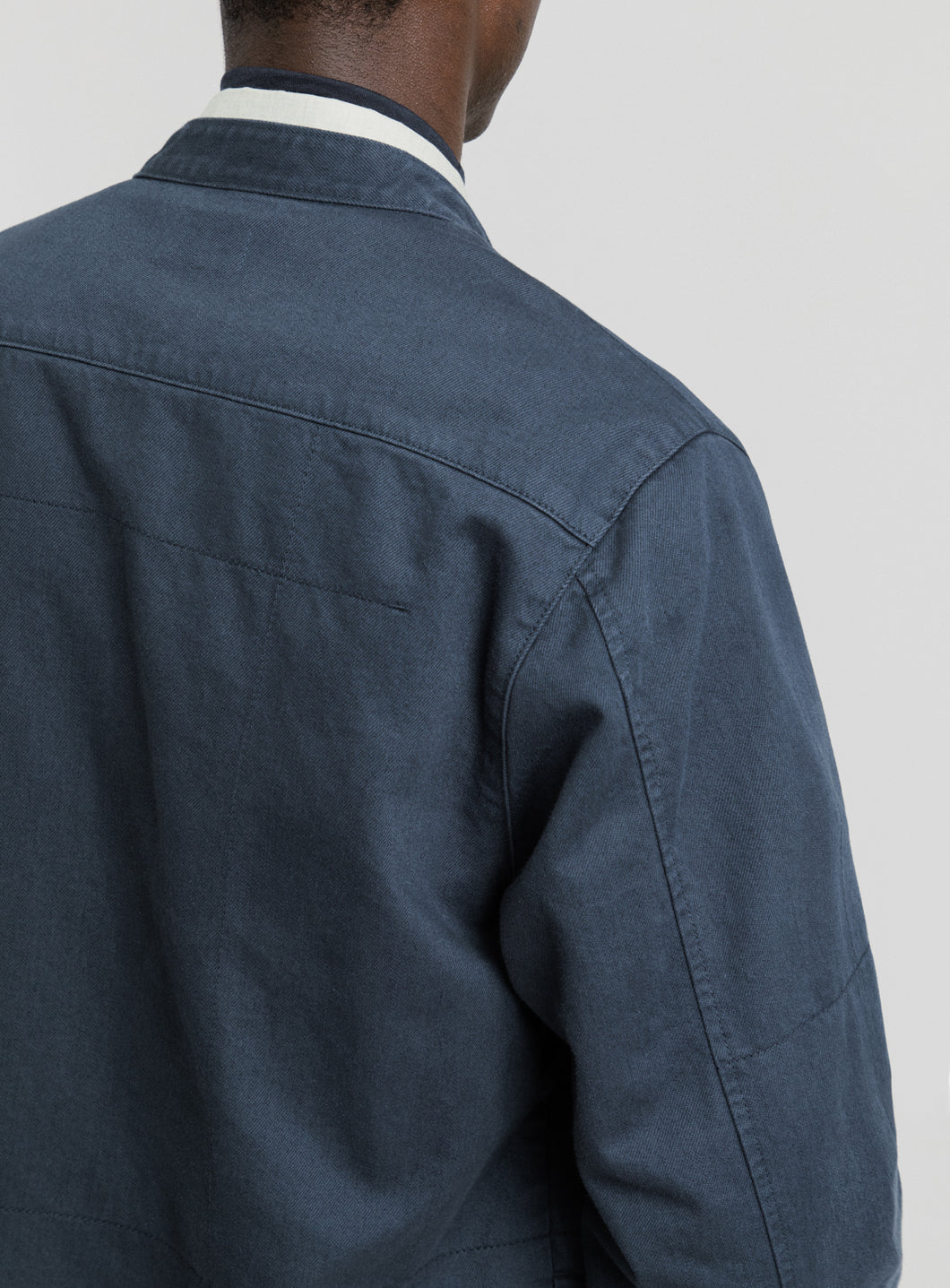 Veste Chinoise en Denim Surteint Bleu Eclipse