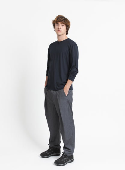 Pantalon à Plis Profonds en Serge Gris Anthracite
