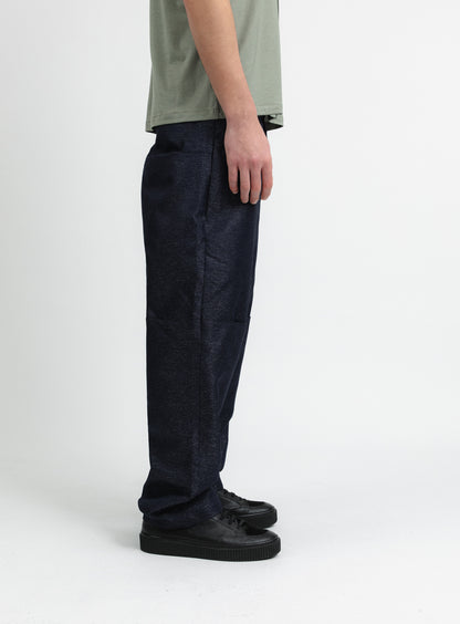 Pantalon à Découpes en Fil à Fil Technique Bleu Marine