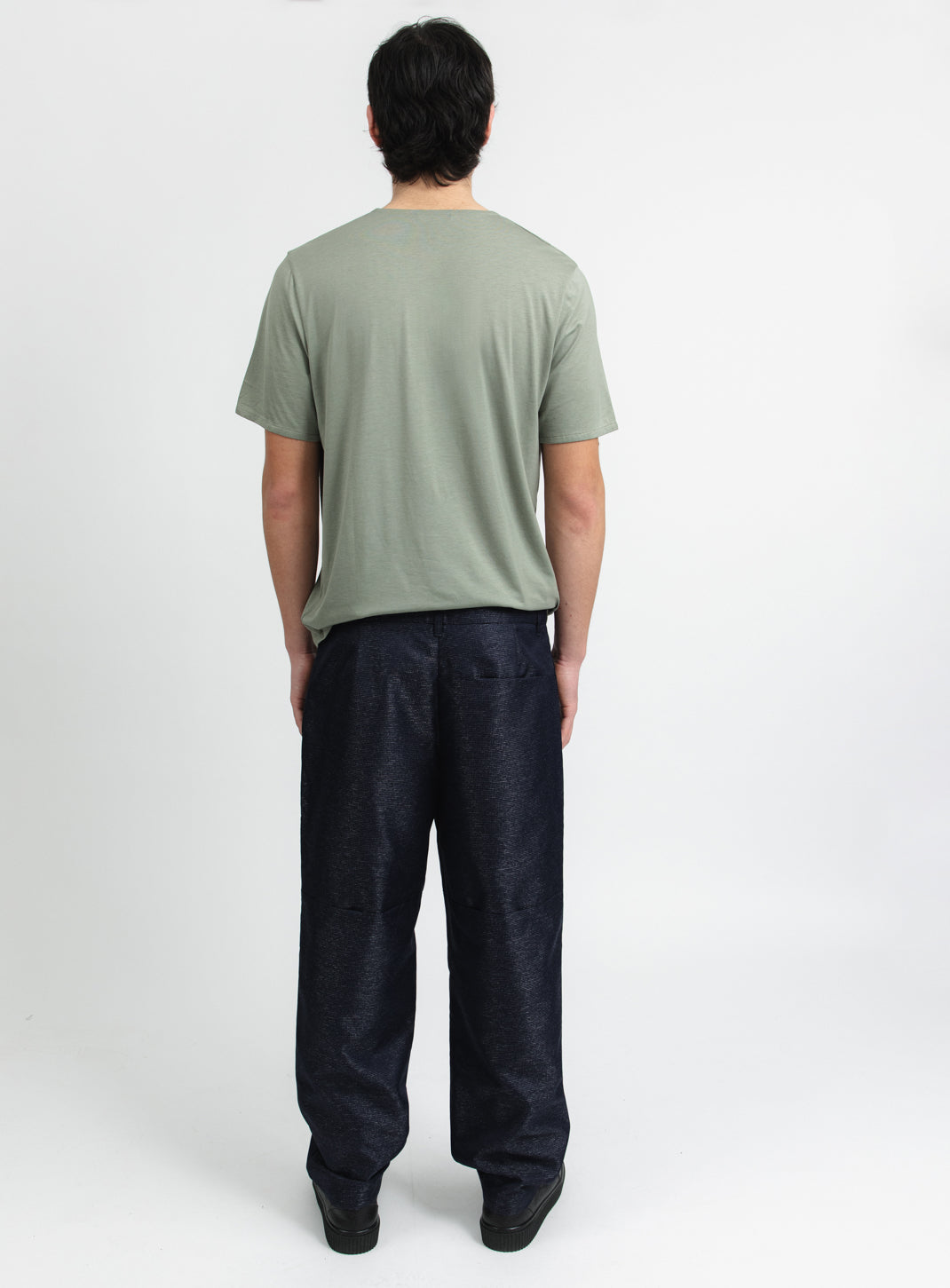 Pantalon à Découpes en Fil à Fil Technique Bleu Marine