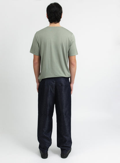 Pantalon à Découpes en Fil à Fil Technique Bleu Marine