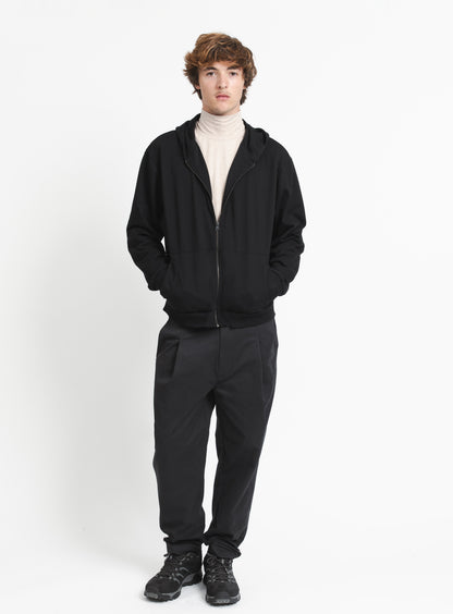 Gilet Capuche à Poches Crantées en Molleton Noir