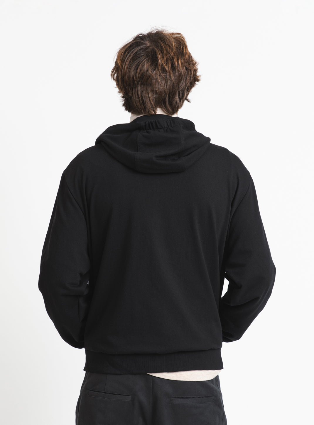 Gilet Capuche à Poches Crantées en Molleton Noir