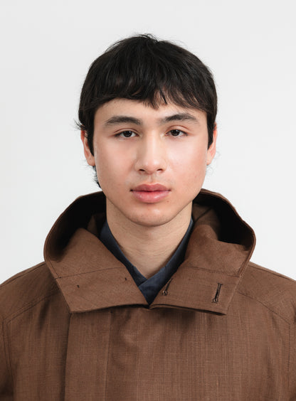 Trench à Col Croisé en Toile Imperméable 100 % Lin Tabac