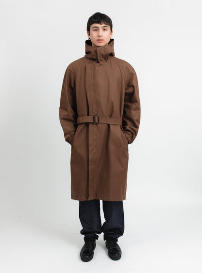 Trench à Col Croisé en Toile Imperméable 100 % Lin Tabac