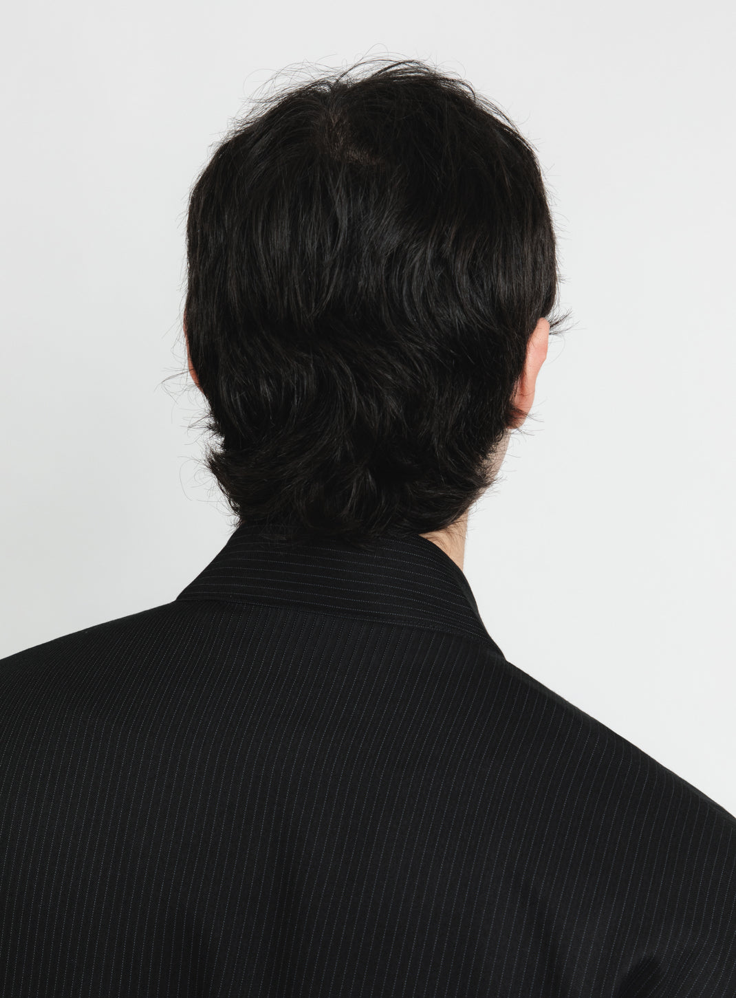 Bomber Kimono en Serge Noir à Fines Rayures