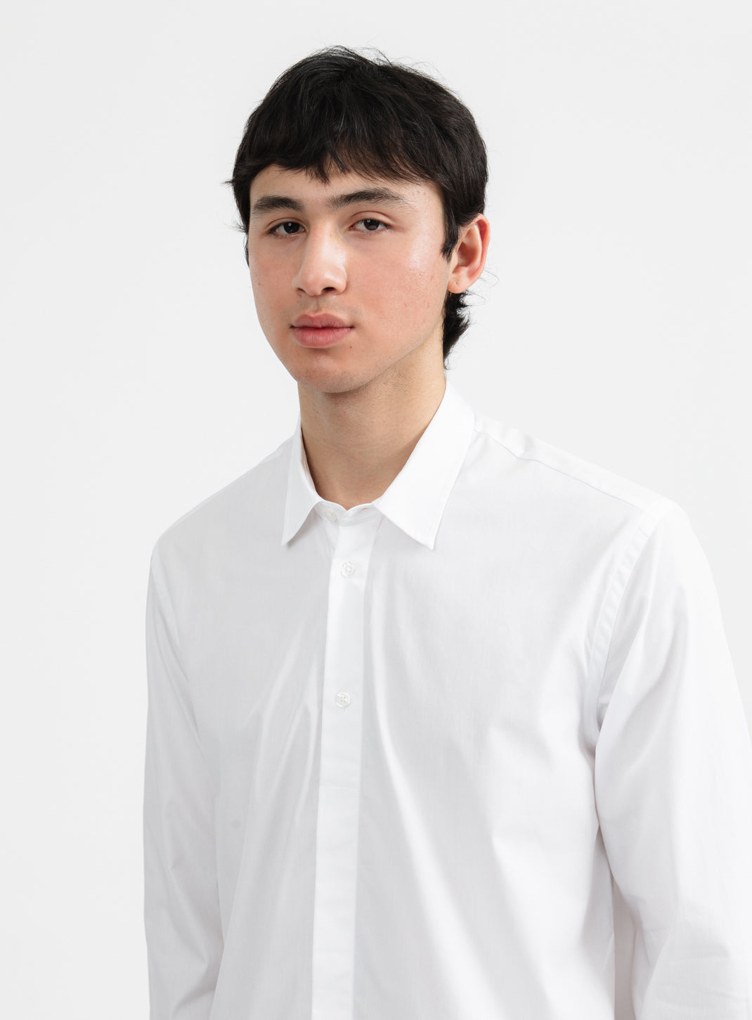 Chemise à Patte Polo en Popeline Blanche