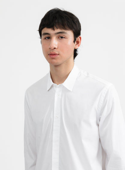 Chemise à Patte Polo en Popeline Blanche