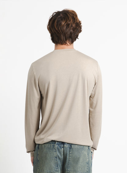 T-Shirt à Manches Longues en Eucalyptus & Coton Sable