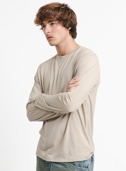 T-Shirt à Manches Longues en Eucalyptus & Coton Sable