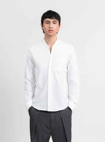 Chemise à Faux Col Bord-Côte en Oxford Blanc