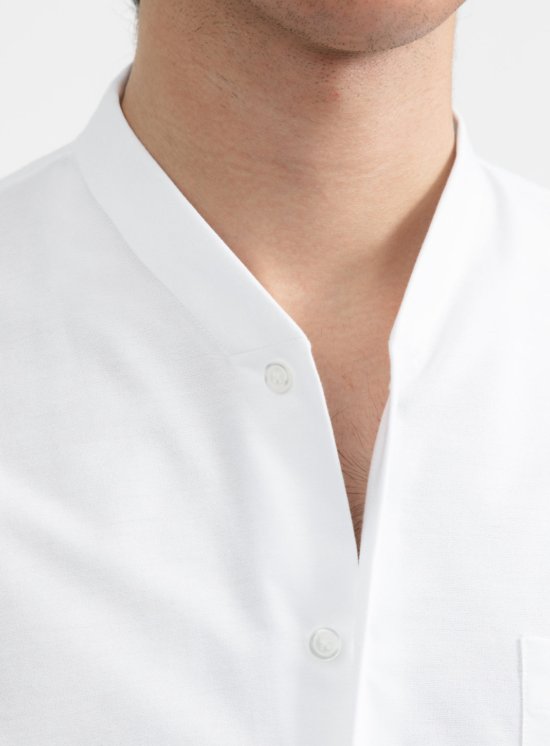 Chemise à Faux Col Bord-Côte en Oxford Blanc
