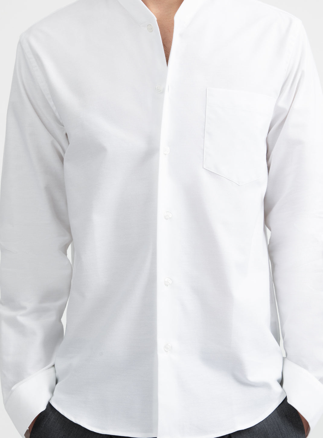 Chemise à Faux Col Bord-Côte en Oxford Blanc