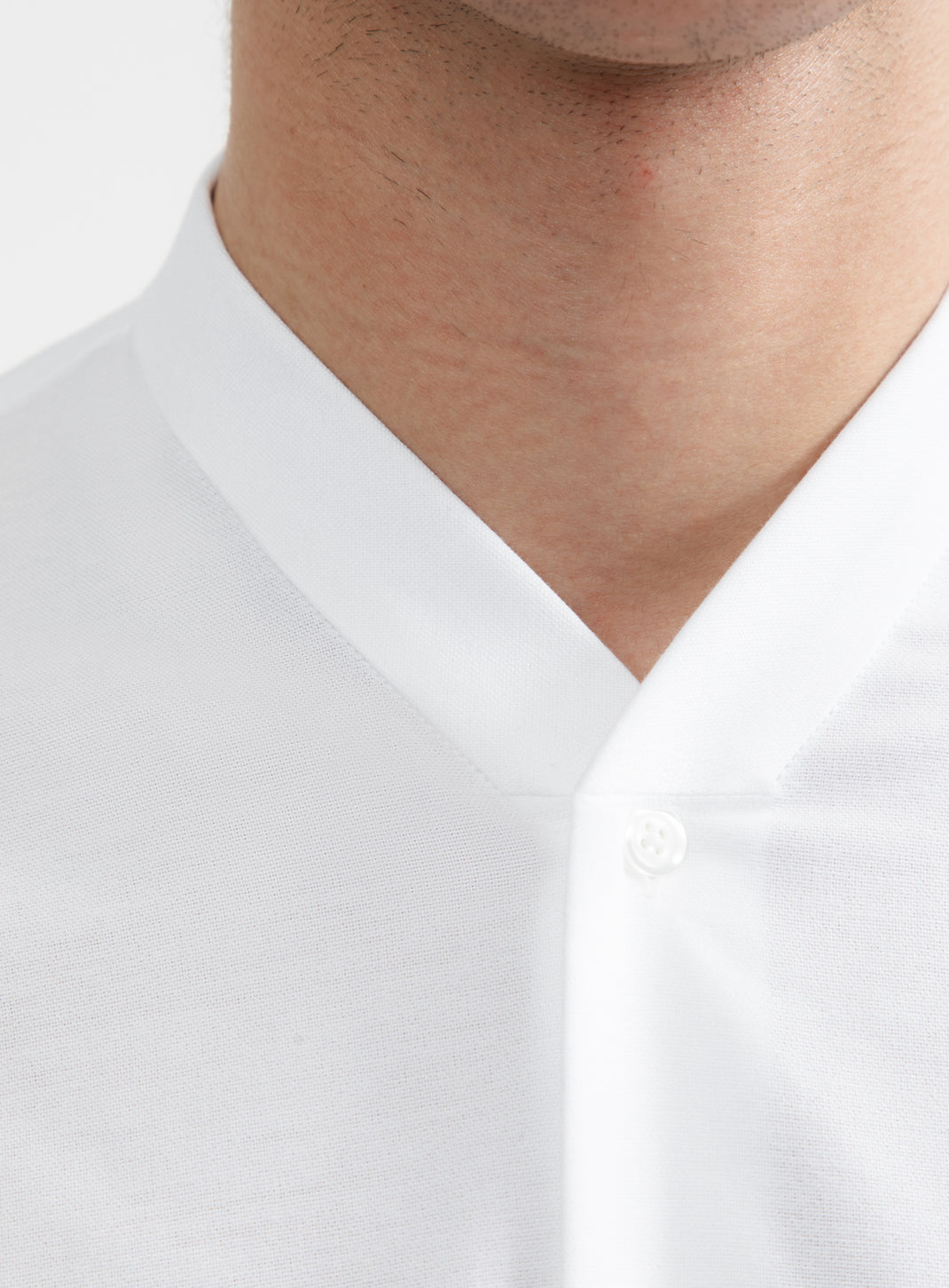 Chemise à Faux Col Bord-Côte en Oxford Blanc