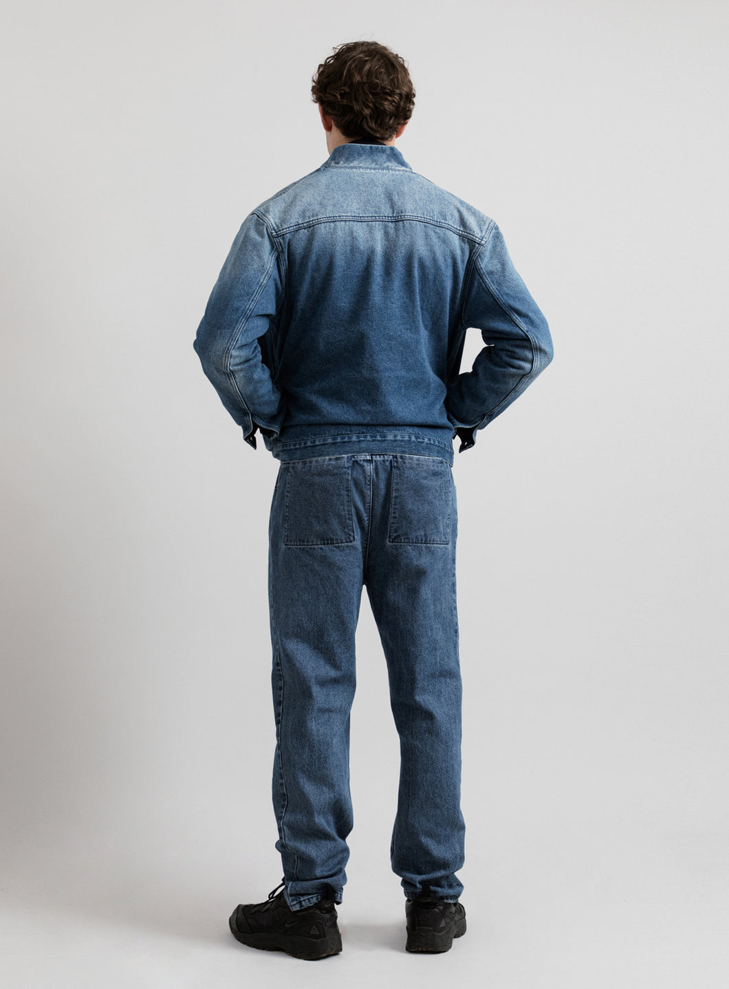 Veste à Faux Col Bord-Côte en Denim Stone