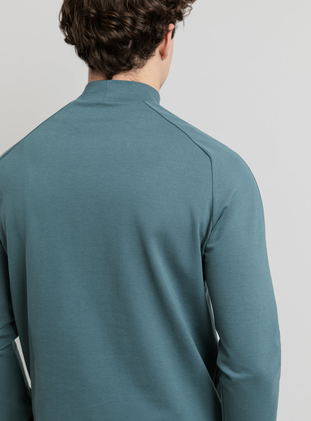 Sweatshirt with Hammer Sleeve in Petrol Blue Technical Knit