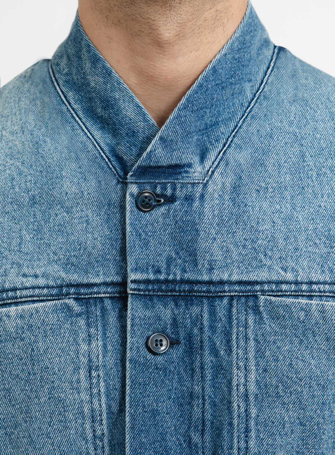 Veste à Faux Col Bord-Côte en Denim Stone