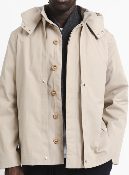 Parka à Bavolets en Téflon Beige