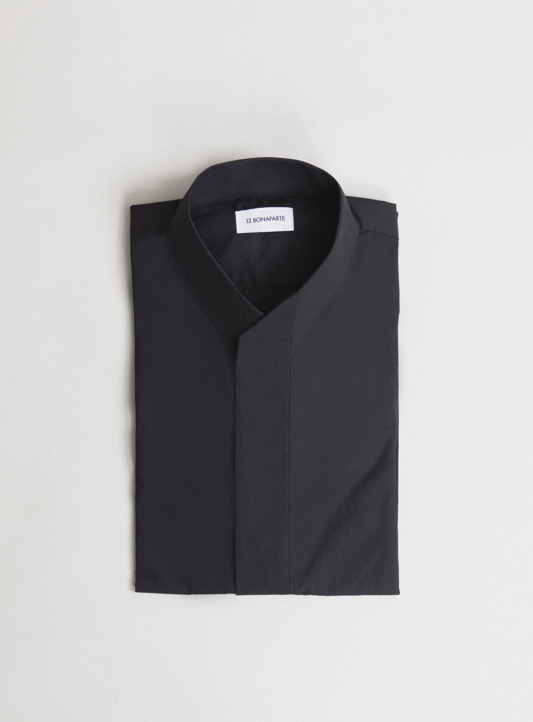 Chemise à Col Origami en Popeline Noire