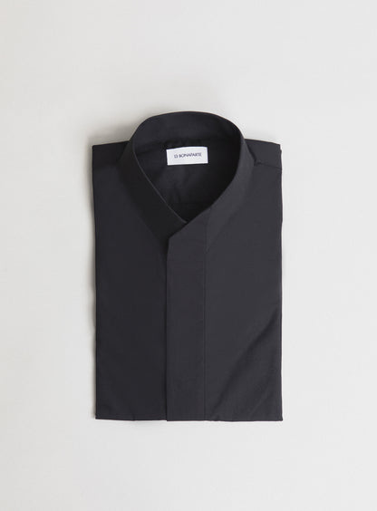 Chemise à Col Origami en Popeline Noire