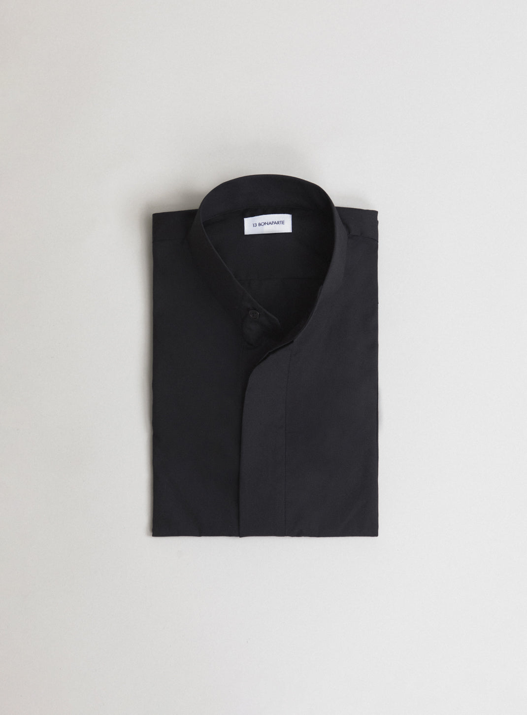 Chemise à Col Origami en Popeline Noire
