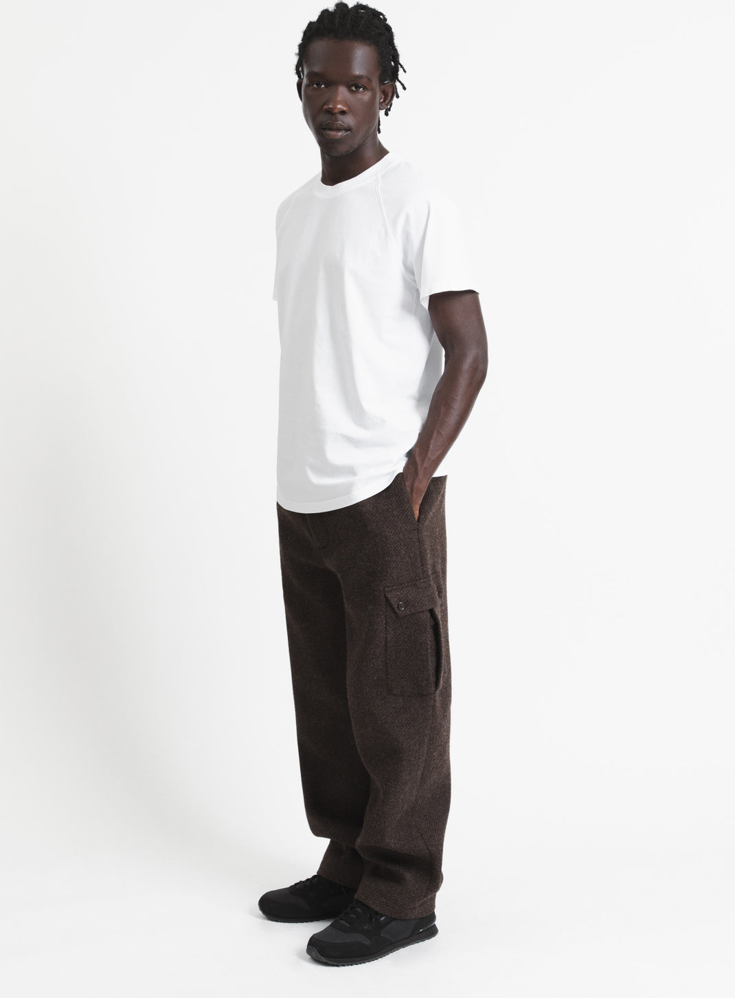 Pantalon Cargo en 100% Laine d'Italie Chocolat