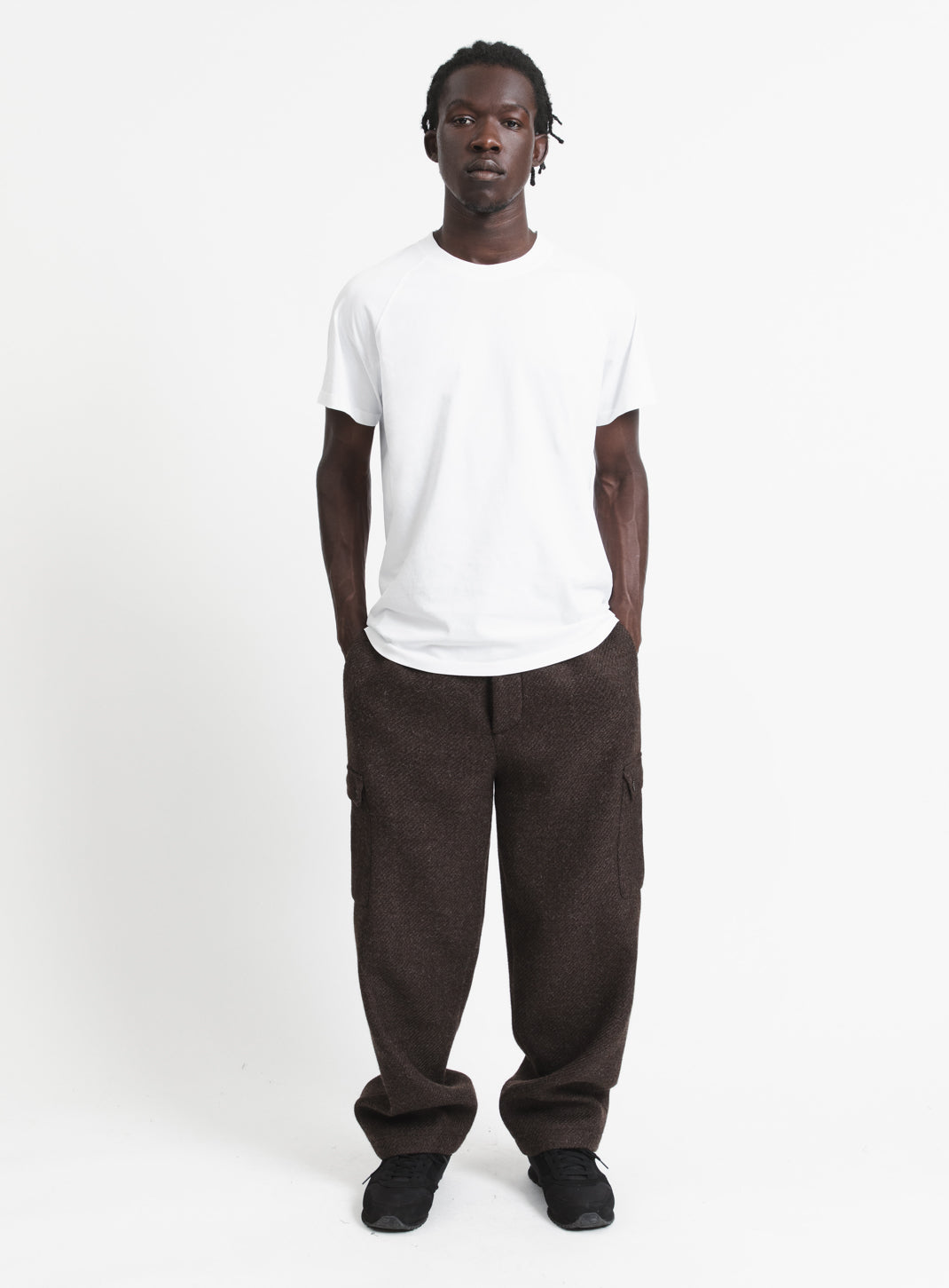 Pantalon Cargo en 100% Laine d'Italie Chocolat