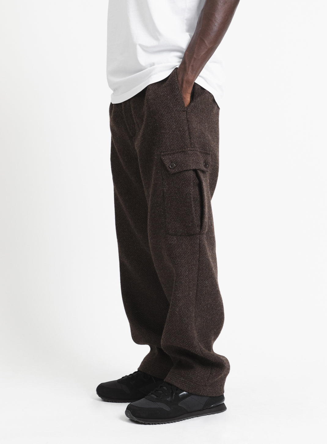 Pantalon Cargo en 100% Laine d'Italie Chocolat
