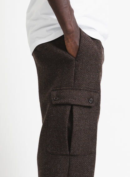 Pantalon Cargo en 100% Laine d'Italie Chocolat