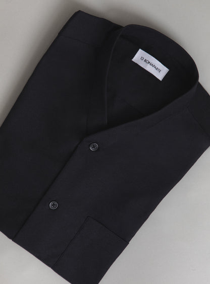 Chemise à Faux Col Bord-Côte en Oxford Noir