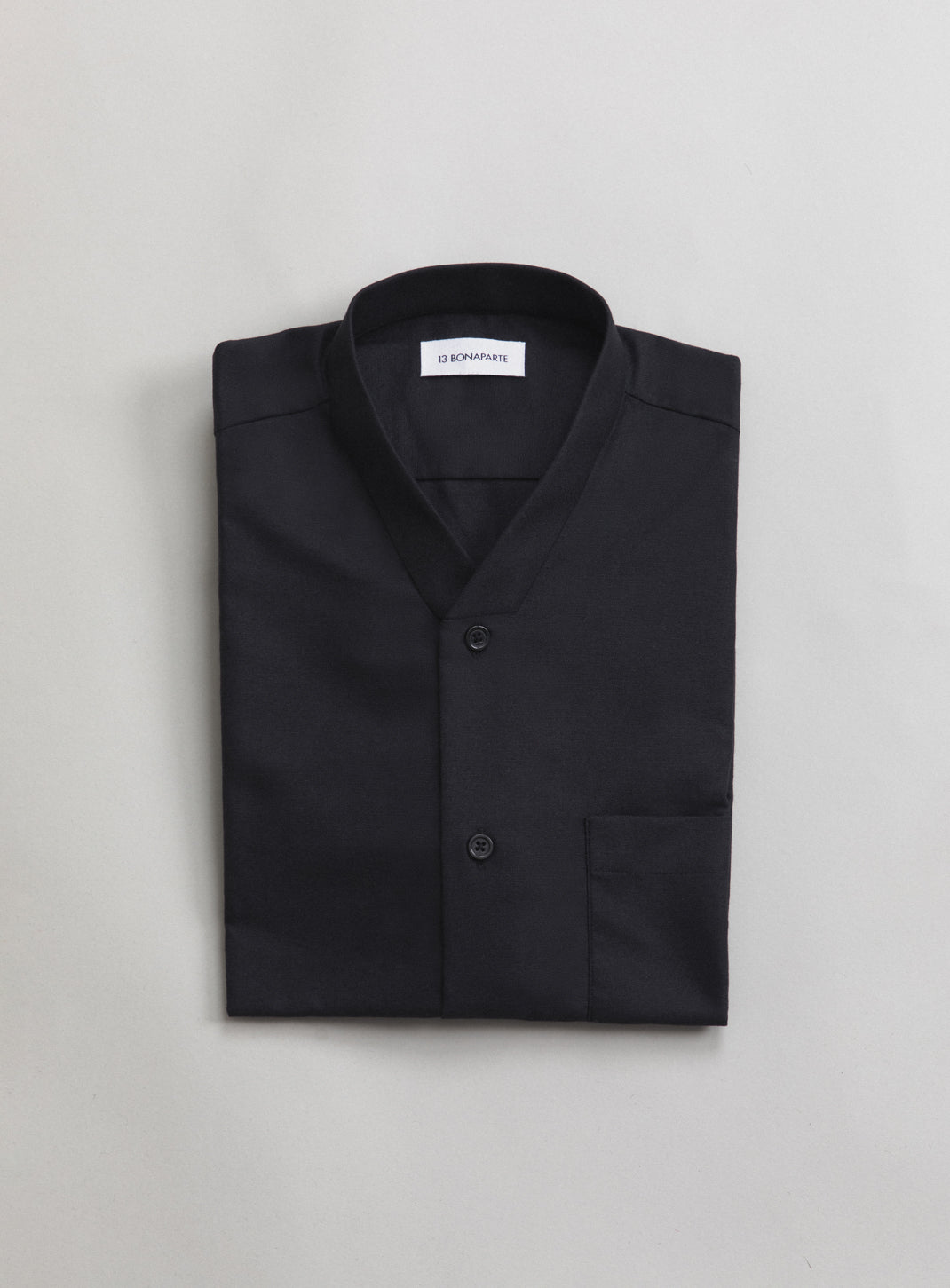 Chemise à Faux Col Bord-Côte en Oxford Noir