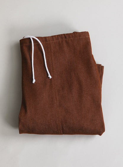 Pantalon Lignes en Toile Denim Tabac