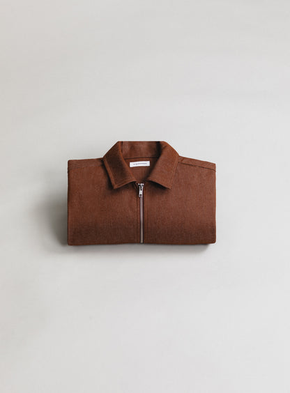 Surchemise à Poches Gilet en Toile Denim Tabac